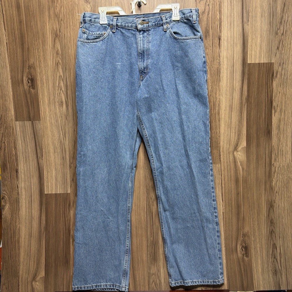 Eddie Bauer Mens 38x34 Light Wash Blue Straight Leg Jeans Cotton Denim